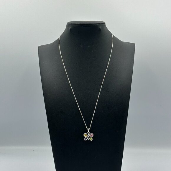 3 for $30 Sterling Silver Butterfly Necklace Pastel Crystal Pendant - Picture 5 of 12